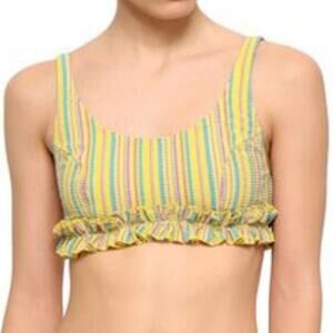 Lisa Marie Fernandez Striped Seersucker Tank Bathing Suit Swim Top Yellow 4